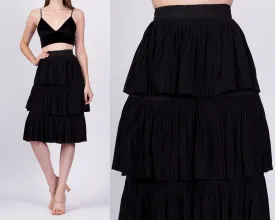 50s Black Tiered Midi Skirt - Extra Small, 22.5"