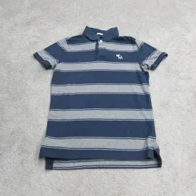 Abercrombie & Fitch Mens Striped Golf Polo Shirt Short Sleeve Blue Gray SZ Small