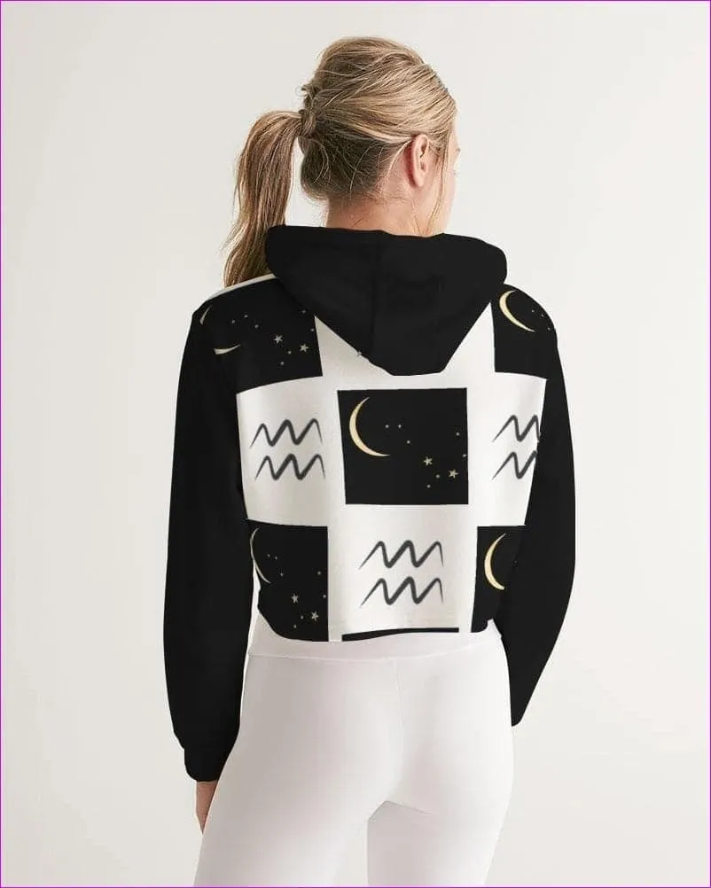 Aquarius Moon  Womens Cropped Hoodie