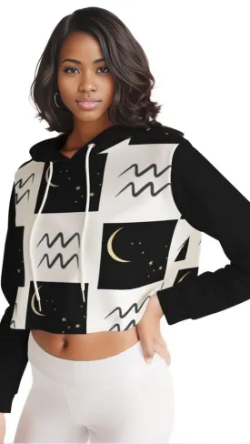 Aquarius Moon  Womens Cropped Hoodie