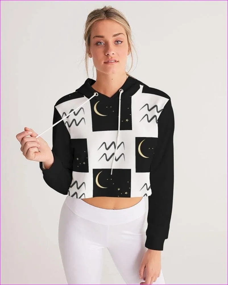 Aquarius Moon  Womens Cropped Hoodie