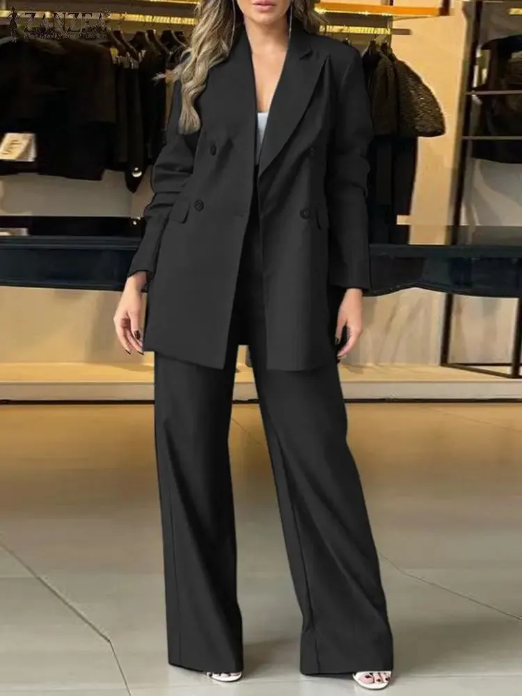 Blazer Wide Leg Pant Elegant Loose Matching Oversize Suit