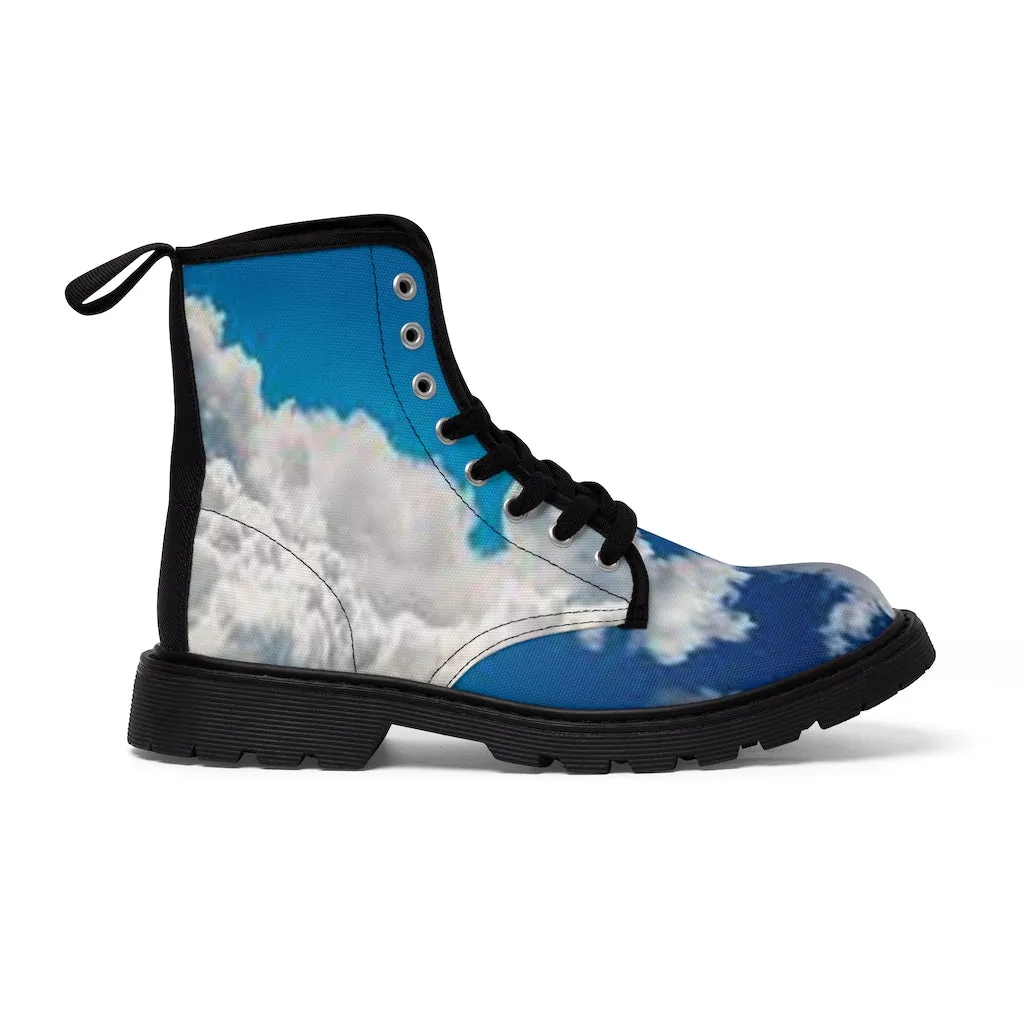 Canvas Boots AL BLUE DESIGNED ART CLOUDS