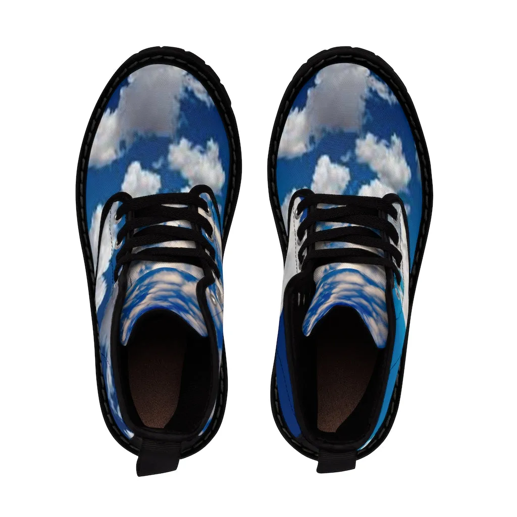 Canvas Boots AL BLUE DESIGNED ART CLOUDS