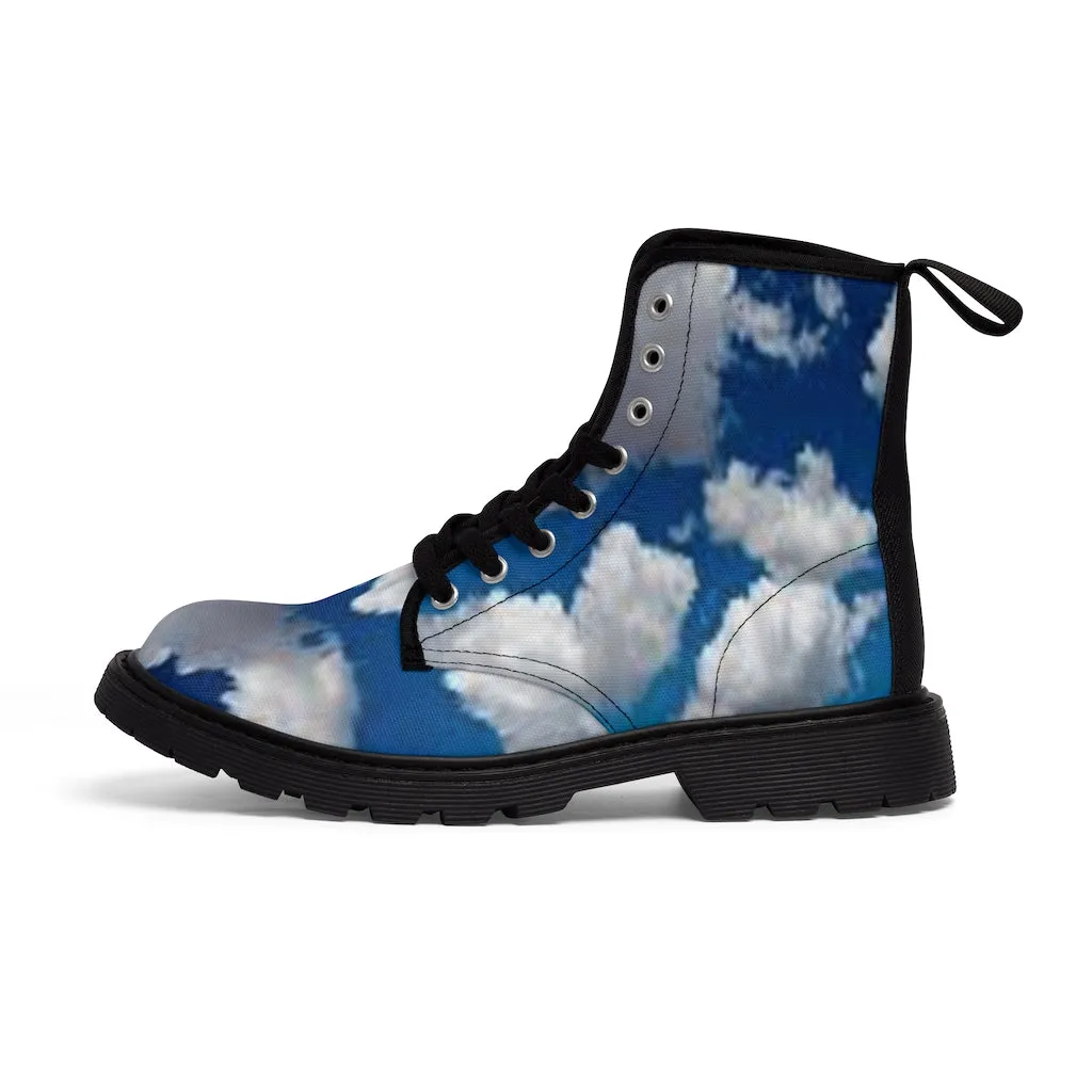 Canvas Boots AL BLUE DESIGNED ART CLOUDS