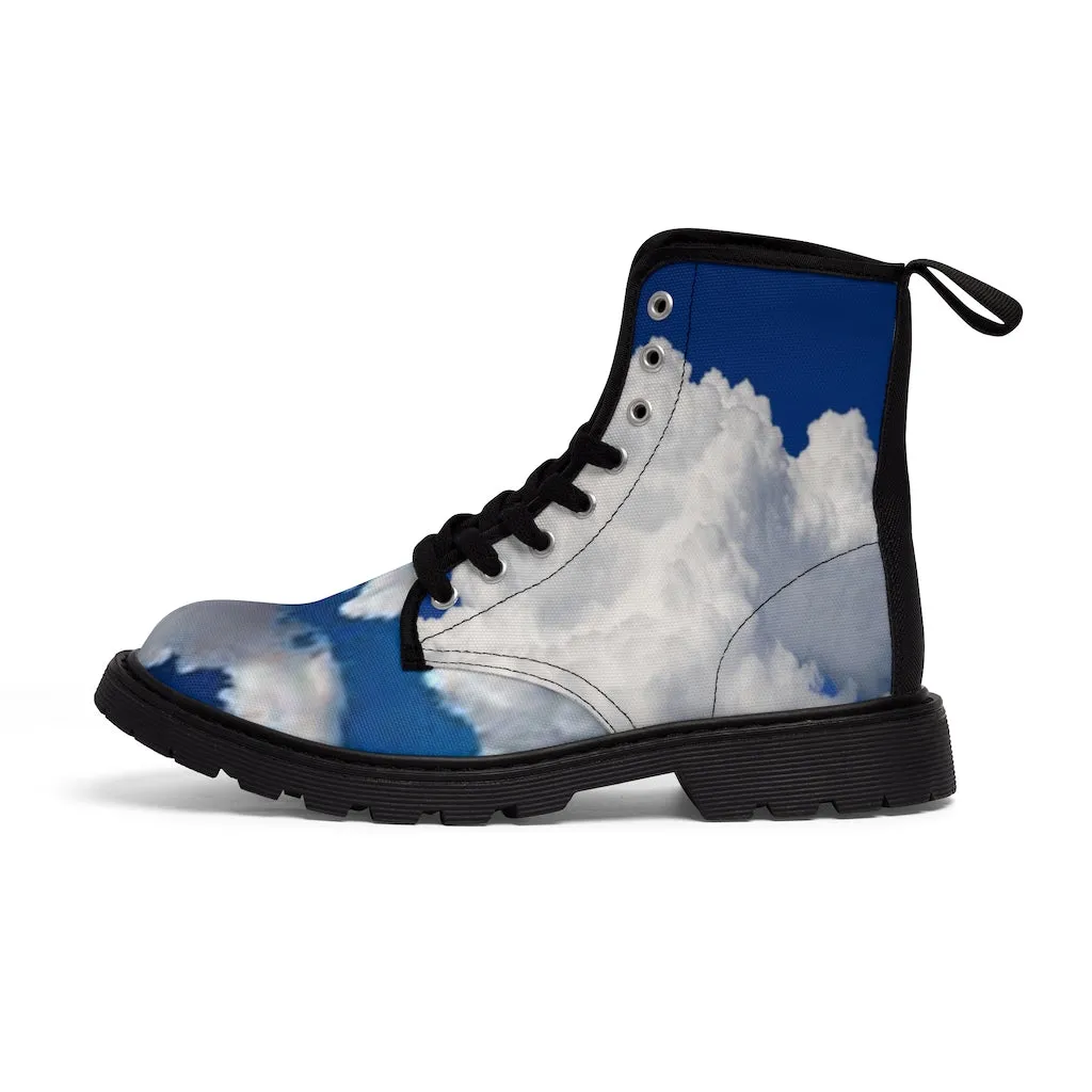 Canvas Boots AL BLUE DESIGNED ART CLOUDS