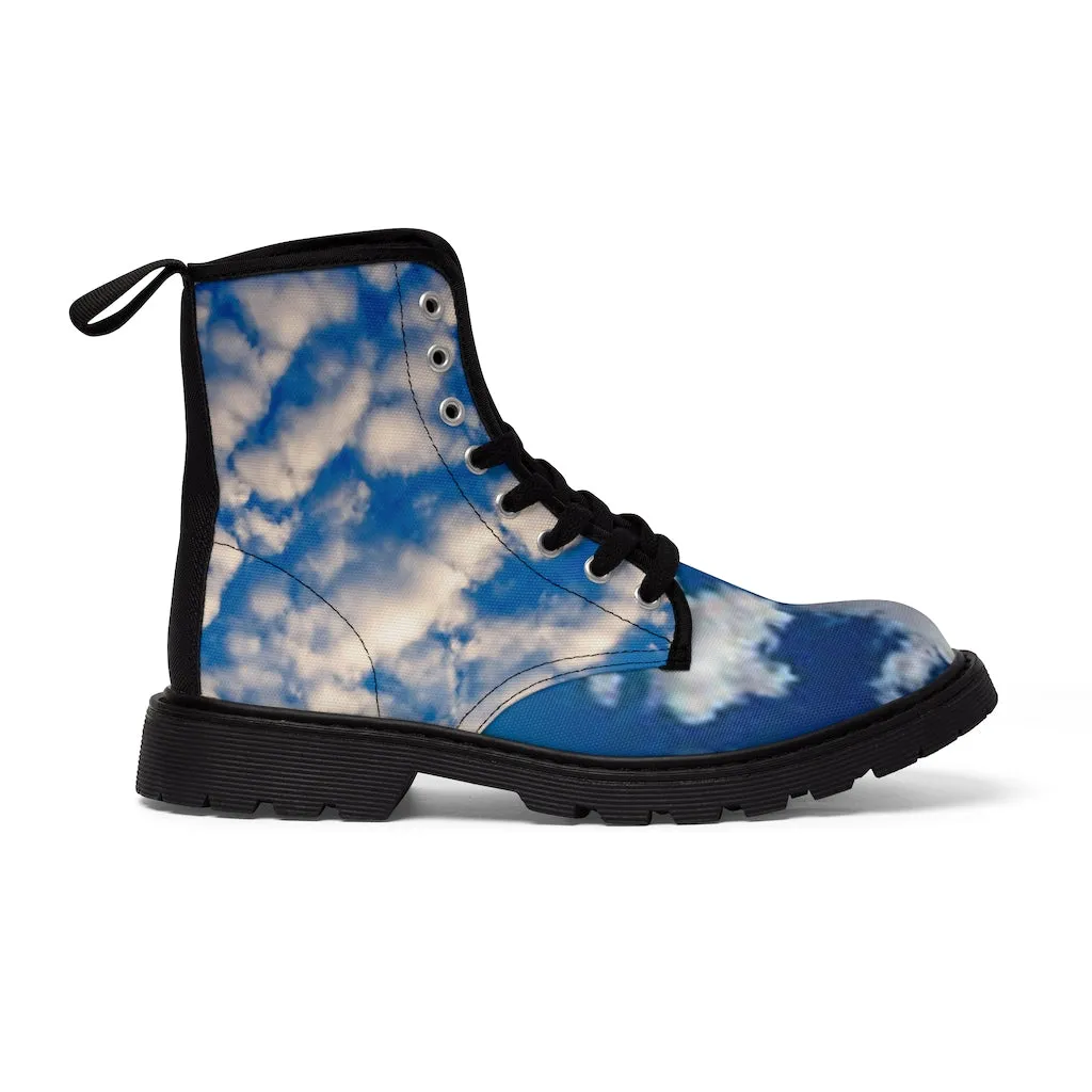 Canvas Boots AL BLUE DESIGNED ART CLOUDS