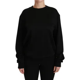 Dolce & Gabbana Elegant Black Cotton Crew Neck Pullover Sweater