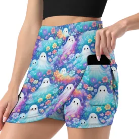 Halloween Ghosts A-Line Skirt with Pocket Light proof trouser skirt