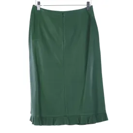 Karen Millen Green Leather Skirt Pleated Hem DetailUK Size 10