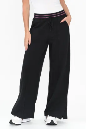 Kyla Black Cotton Blend Wide Leg Pants