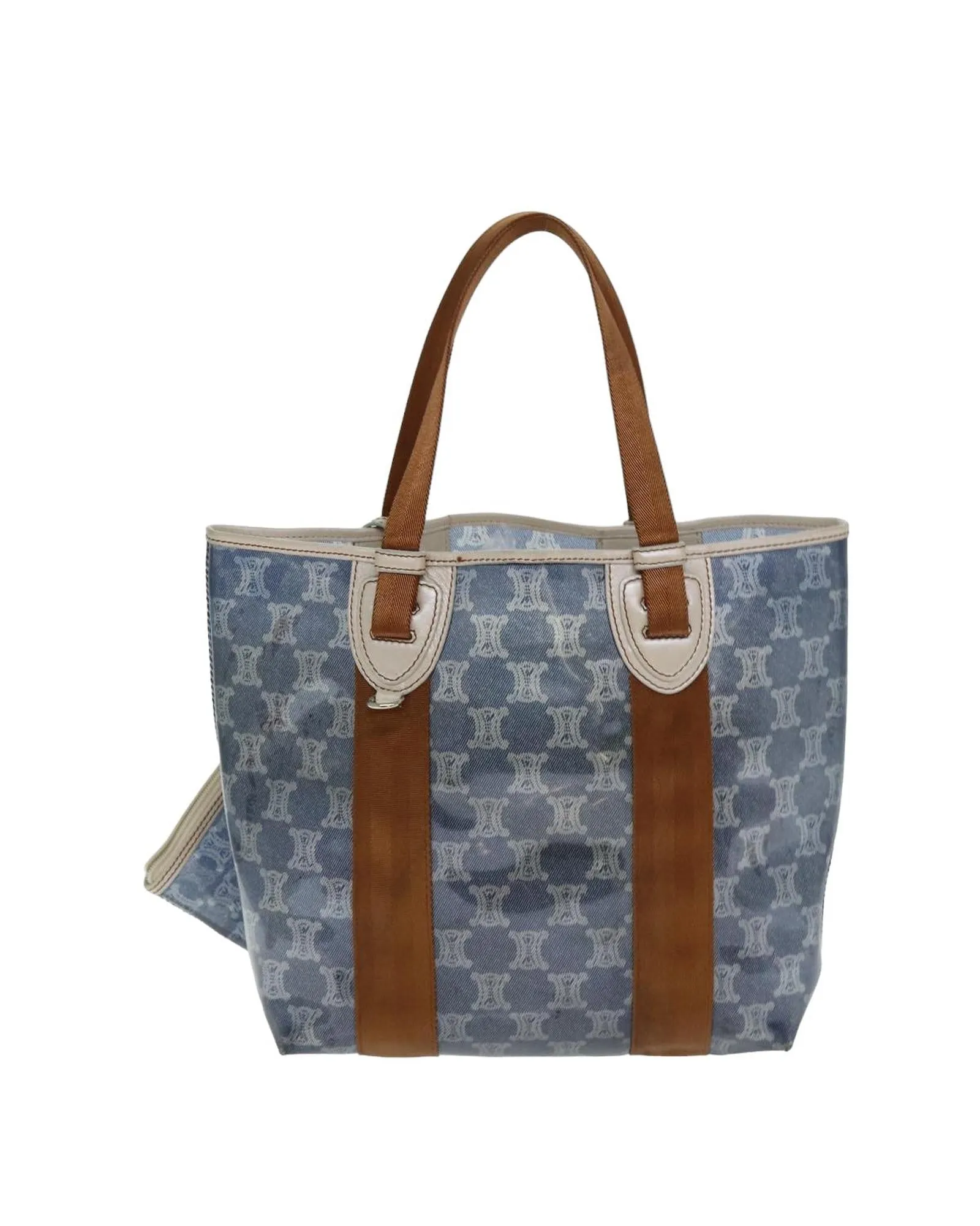 Macadam Canvas Blue Tote Bag with Pouch - Authentic Celine Paris