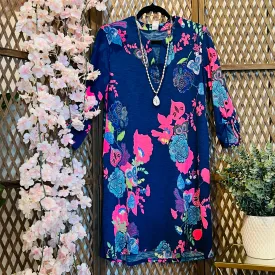 Mandarin Neck Floral Dress