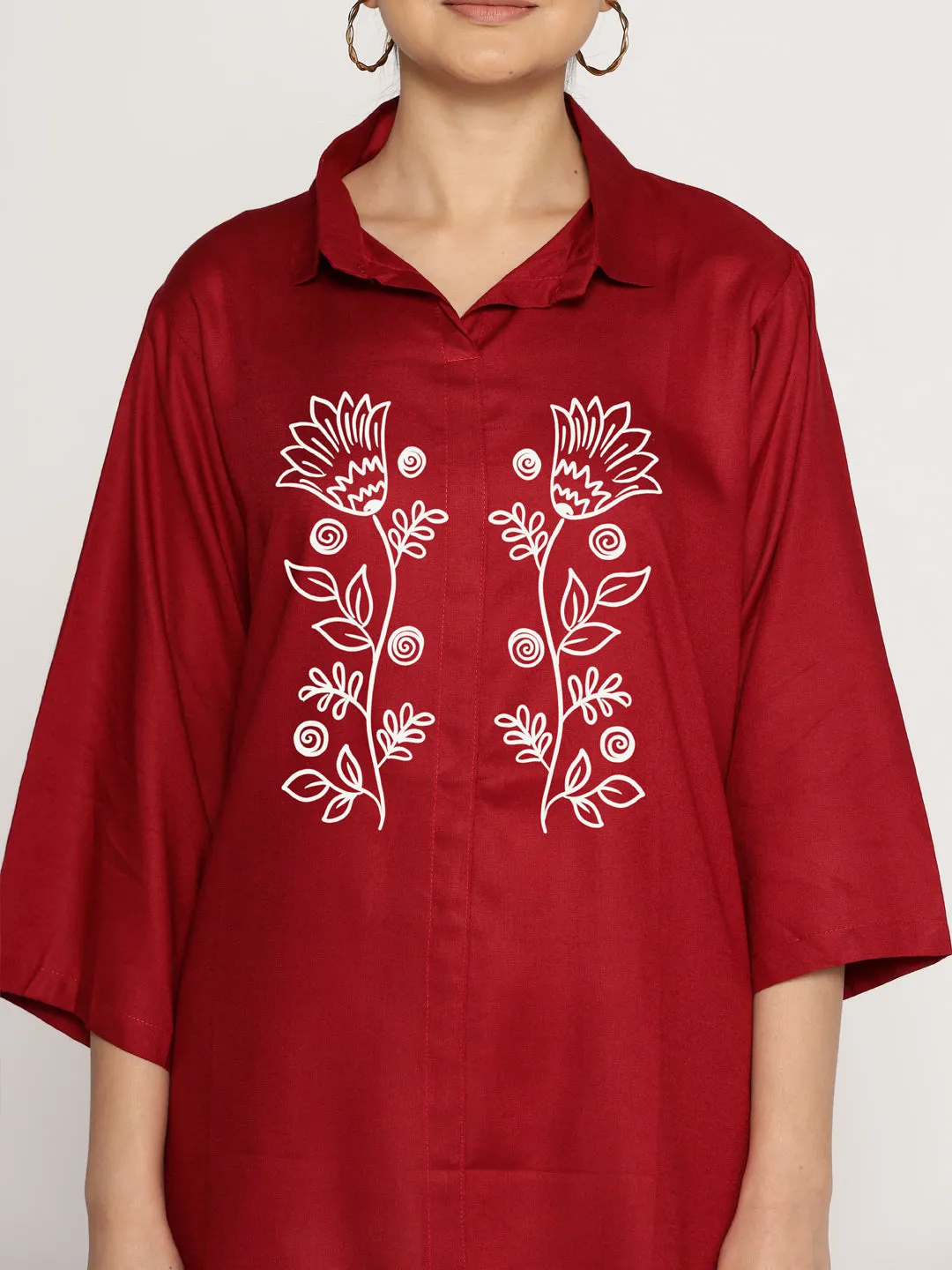 Maroon Rayon ShirtTop - Sieste