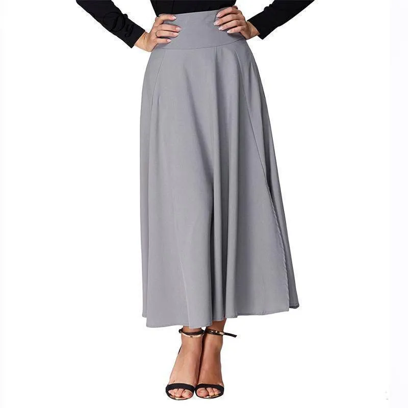 Maxi Skirt vintage Retro High Waist Pleated  Long Skirts Back Bow with Belt (US 6-16)