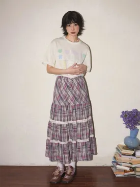 Plaid high waist A-line skirt【s0000007804】