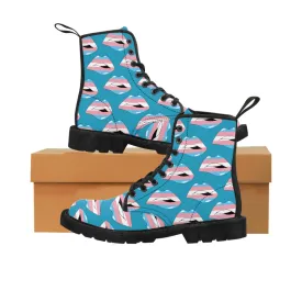 Transgender Flag Kisses LGBTQ Blue Canvas Boots Unisex Size