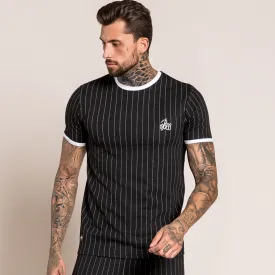 Turo Tee - Black Pinstripe